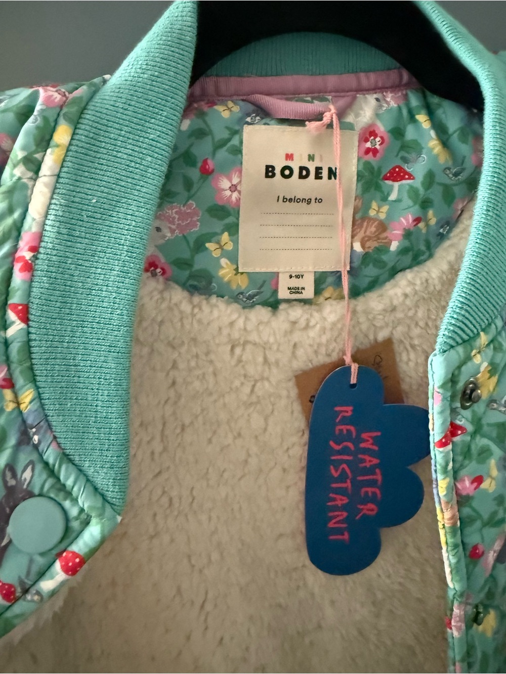 Boden Kids Quilted Floral Jacket - Green - Picture 3 of 10